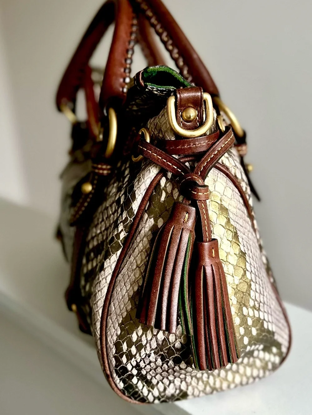 Dooney & Bourke Florentine Satchel Gold Pearl Python LIKE NEW RESERVED for GRACE